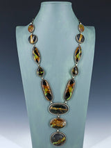 Native American Sterling Silver Blackjack Turquoise Lariat Y Necklace