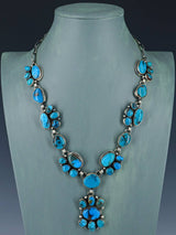 Native American Sterling Silver Bisbee Turquoise Necklace