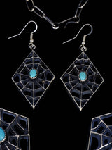 Ensemble collier et boucles d'oreilles Naja en argent sterling turquoise Kingman amérindien