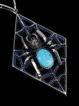 Ensemble collier et boucles d'oreilles Naja en argent sterling turquoise Kingman amérindien