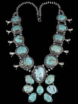 Campitos Juego de Collar con Flor de Calabaza en Plata de Ley Turquesa