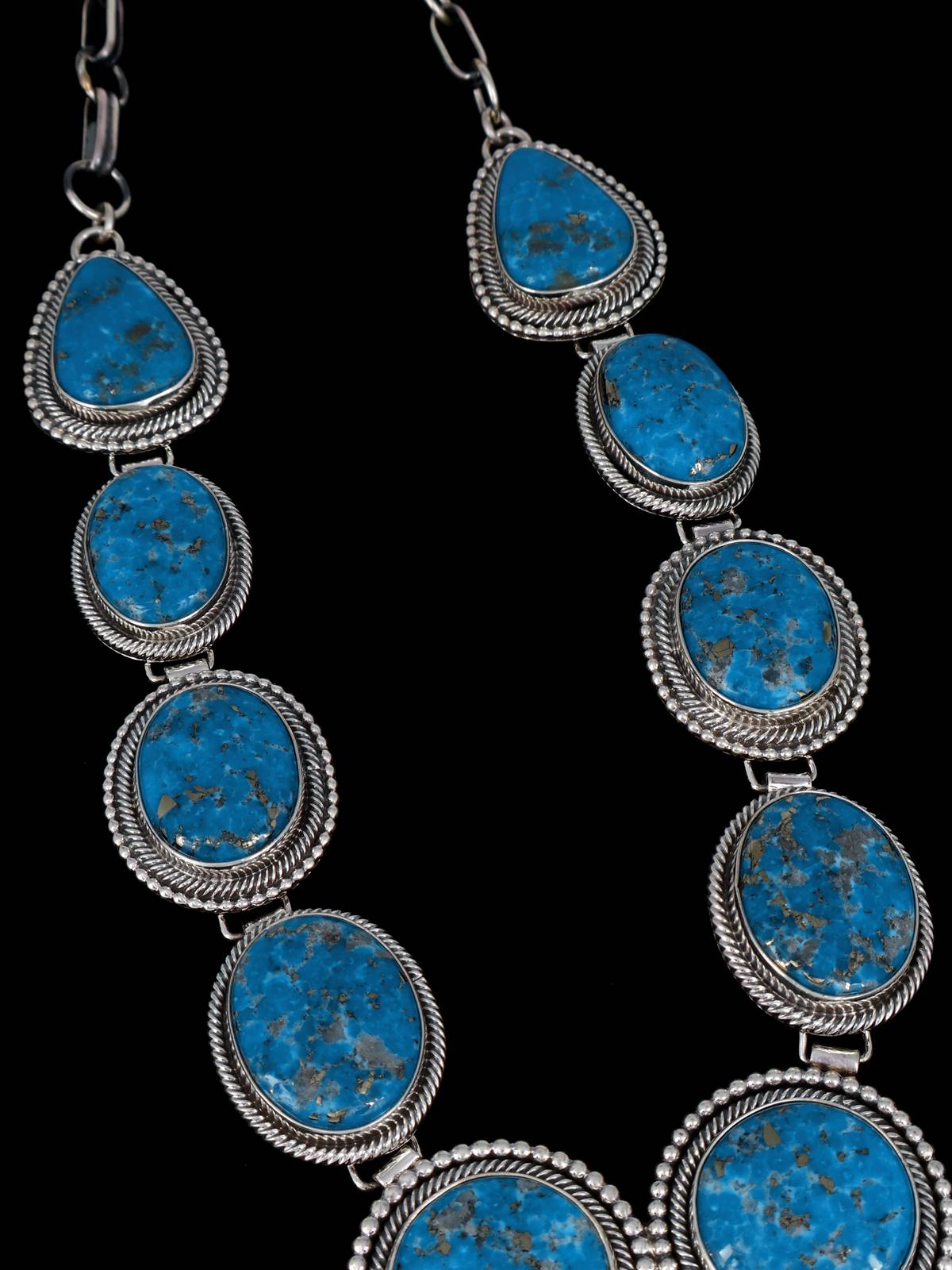Native American Jewelry Sterling Silver Turquoise Lariat Necklace