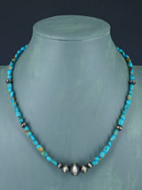 Collier amérindien de perles turquoise et argent
