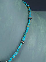 Collier amérindien de perles turquoise et argent