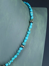 Native American Turquoise and Silver Beaded Necklace