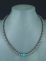 Collar de pepitas de turquesa y cuentas de plata de nativos americanos