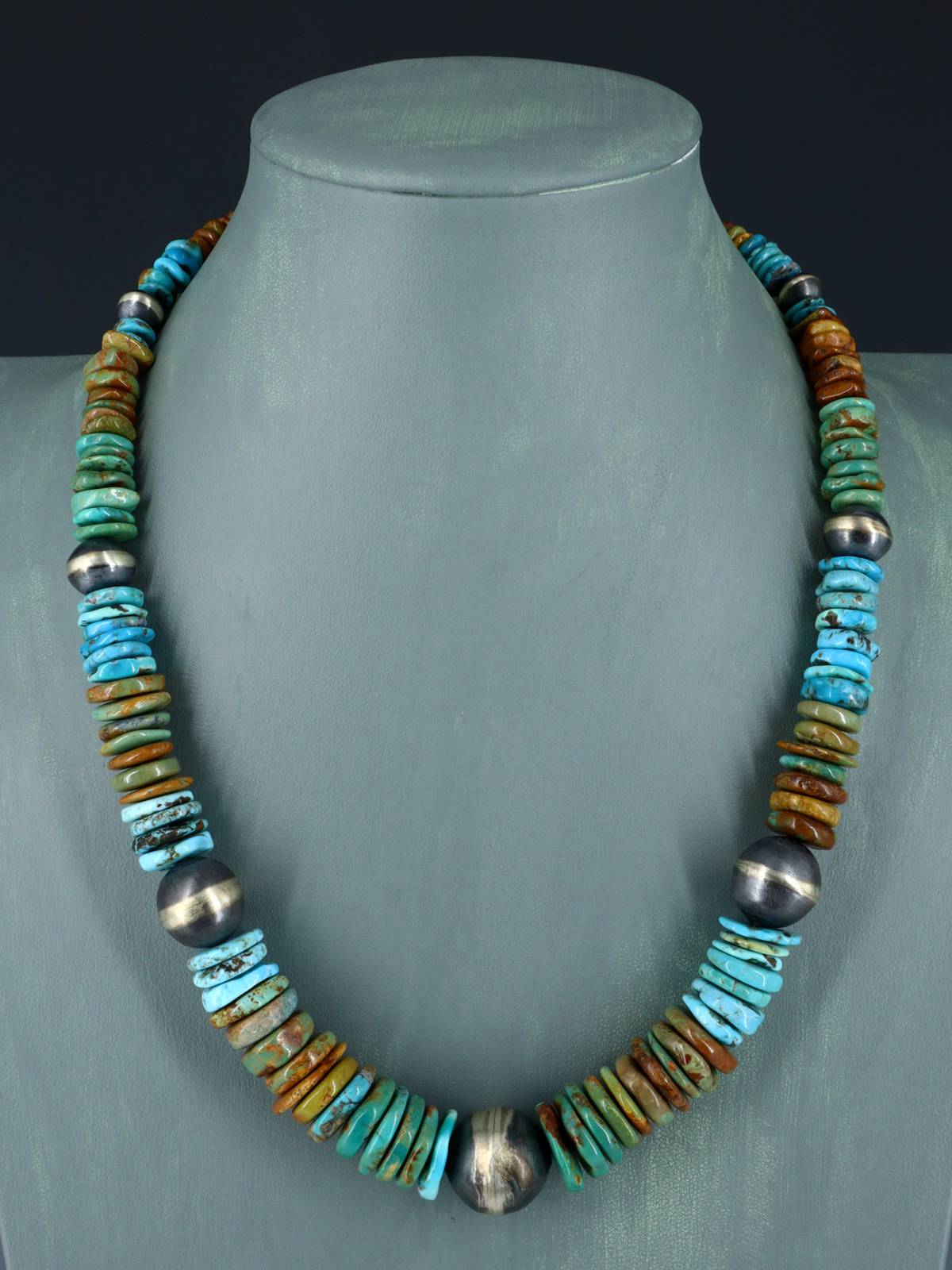 Collar de turquesa de una sola hebra de joyería india nativa americana de 18"