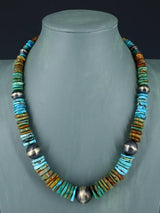 Collar de turquesa de una sola hebra de joyería india nativa americana de 18"