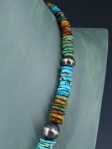Collar de turquesa de una sola hebra de joyería india nativa americana de 18"