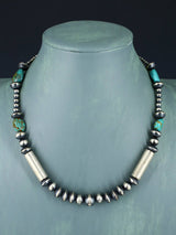Collar de pepitas de turquesa y cuentas de plata de nativos americanos