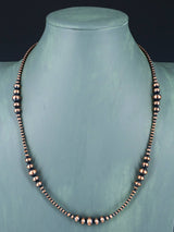 Collar de cuentas de plata de ley de una sola hebra de joyería Navajo de 18.0 in