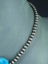 Collar de pepitas de turquesa y cuentas de plata de nativos americanos
