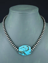 Collier amérindien de pépites turquoise et de perles d’argent