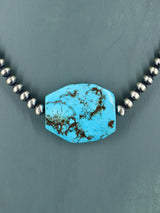 Collier amérindien de pépites turquoise et de perles d’argent