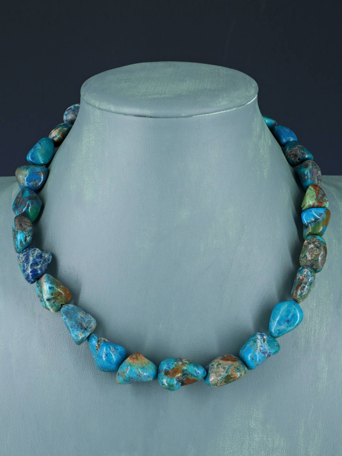 Collar de una sola hebra con cuentas de turquesa china nativa americana