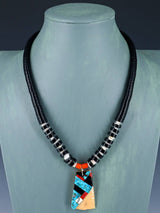 Native American Santo Domingo Mosaic Black Jet Necklace