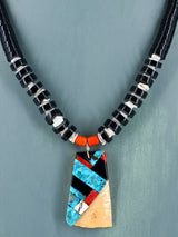 Native American Santo Domingo Mosaic Black Jet Necklace