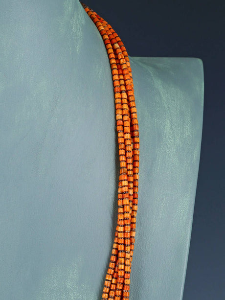 Native American Santo Domingo Five Strand Apple Coral Necklace
