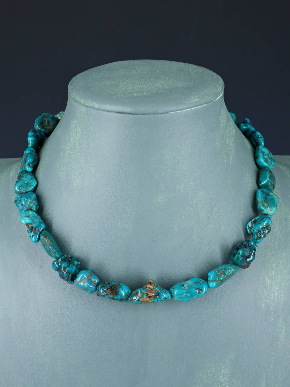 Collar de una sola hebra con cuentas de turquesa china nativa americana