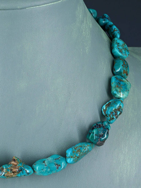 Collier à brin unique perlé turquoise chinois amérindien