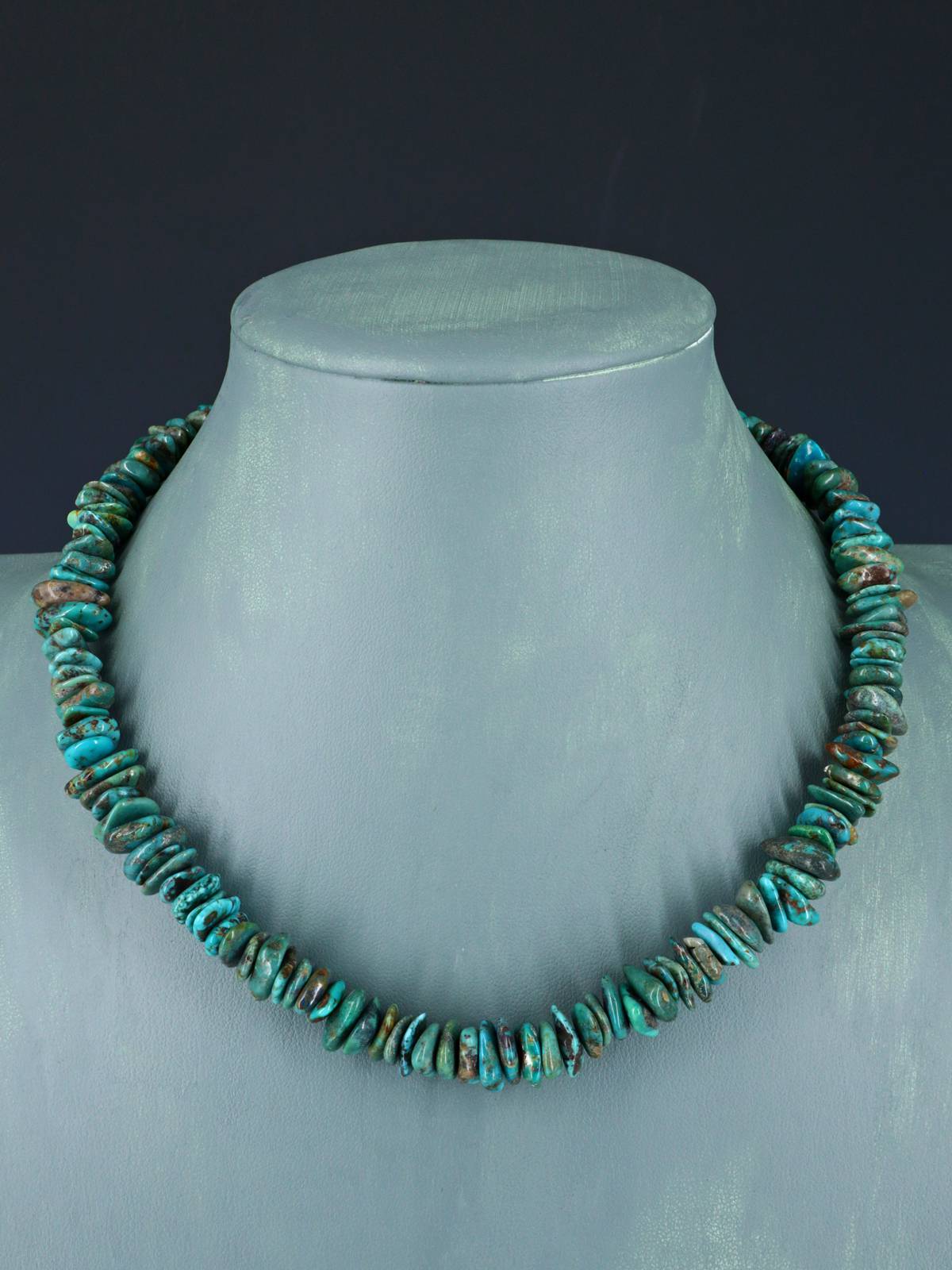 Navajo 17" Single Strand Sky Horse Turquoise Necklace