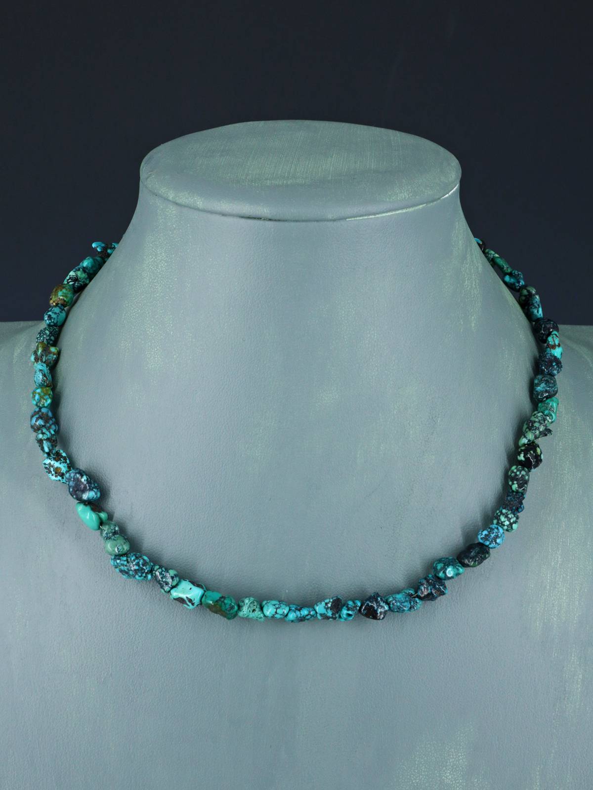 Chunky Navajo Single Strand Sky Horse Turquoise Choker Necklace