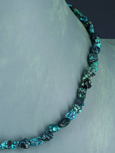 Chunky Navajo Single Strand Sky Horse Turquoise Choker Necklace