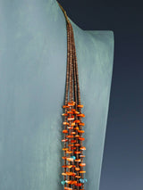 Collier Heishi amérindien vintage turquoise et coquillage