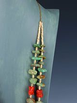 Estate Native American Two Strand Turquoise and Apple Coral Necklace