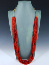 Estate Native American Santo Domingo Ten Strand Coral Necklace