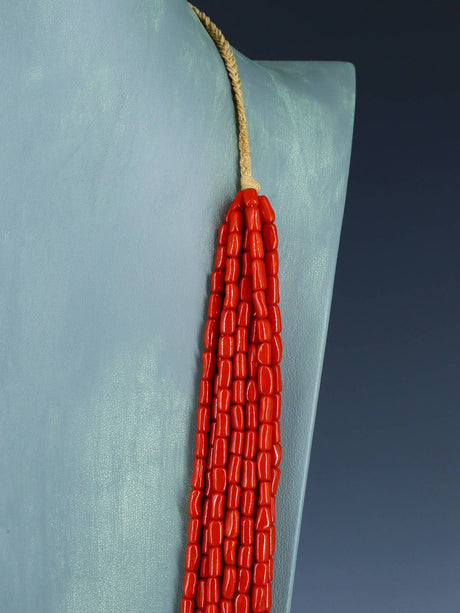 Estate Native American Santo Domingo Ten Strand Coral Necklace