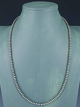 4mm Navajo Sterling Silver Beaded Necklace, Multiple Lengths