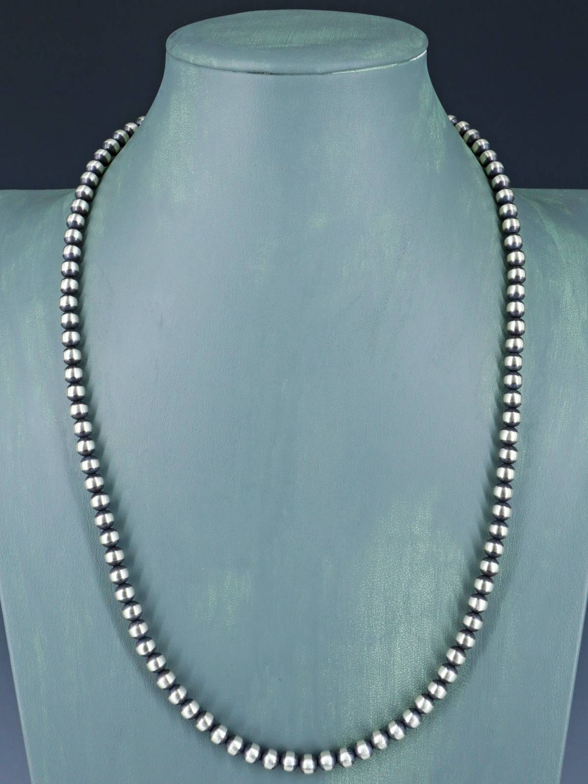 6mm Sterling Silver Beaded Necklace, Multiple Lengths