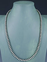 6mm Sterling Silver Beaded Necklace, Multiple Lengths