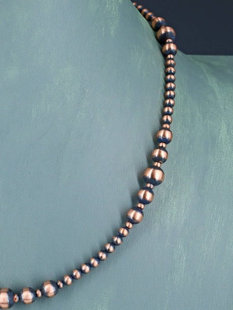 18" Navajo Jewelry Single Strand Copper Beaded Necklace