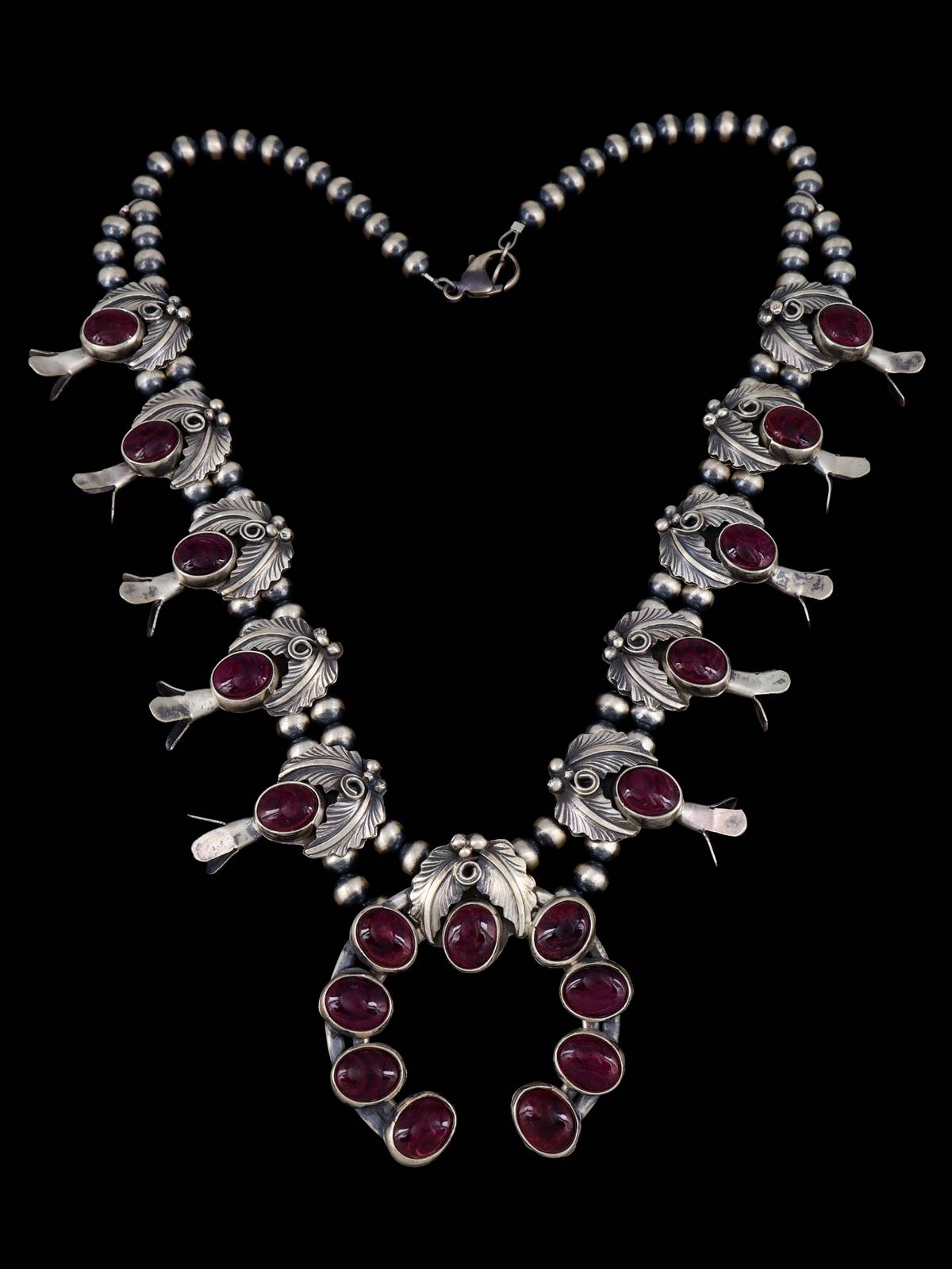 Collier de fleurs de courge en argent sterling Navajo Bumblebee Jasper
