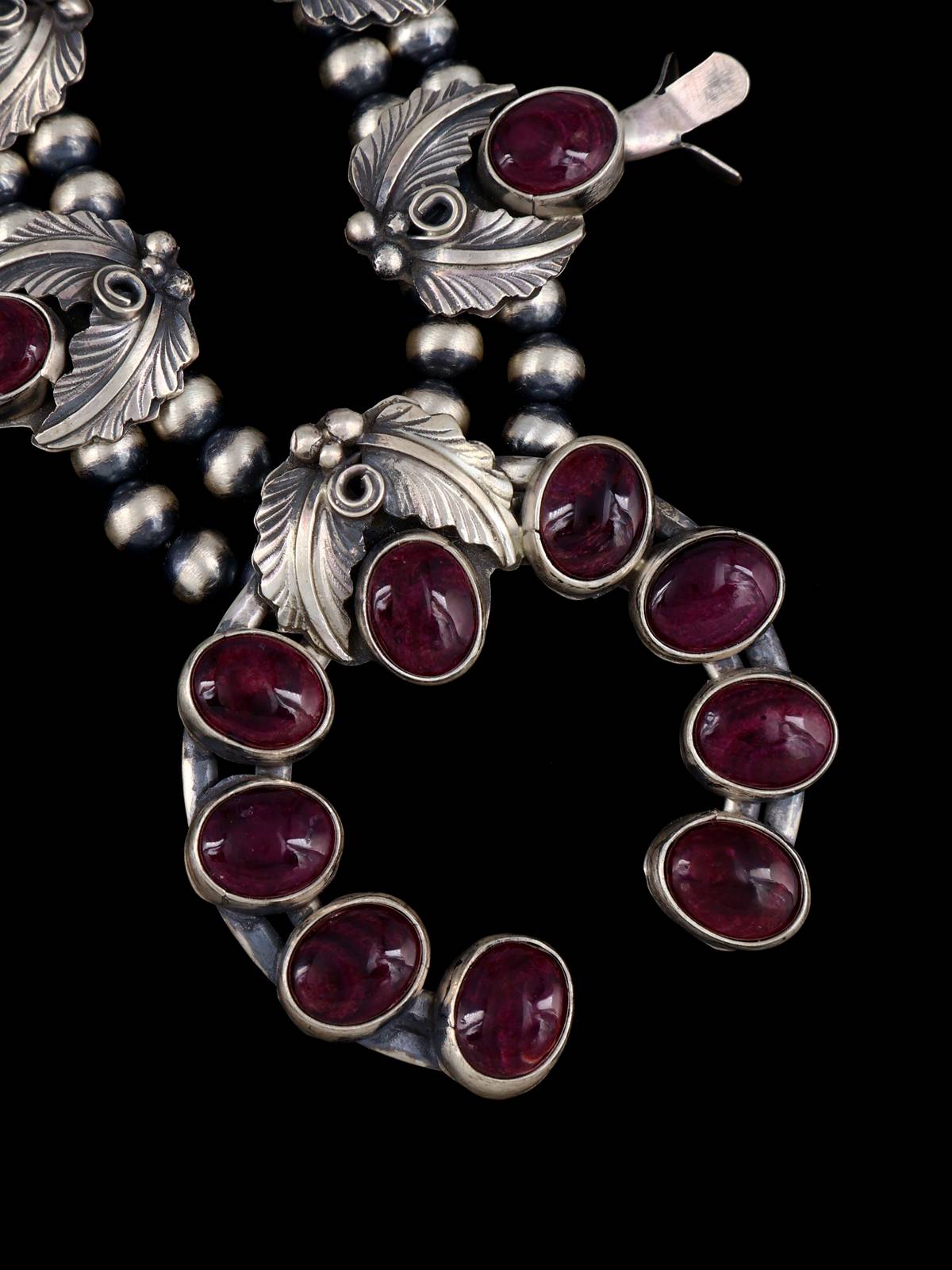 Collier de fleurs de courge en argent sterling Navajo Bumblebee Jasper