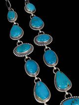 Native American Jewelry Sterling Silver Turquoise Lariat Necklace - PuebloDirect.com