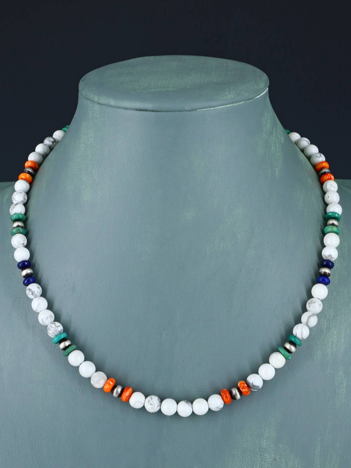 Navajo White Marble Beaded Single Strand Necklace - PuebloDirect.com