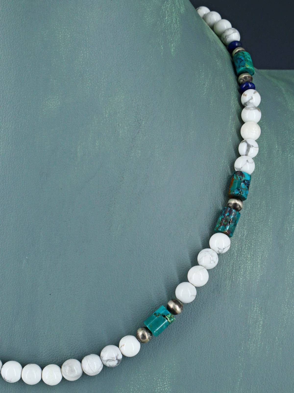 Navajo White Marble Beaded Single Strand Necklace - PuebloDirect.com