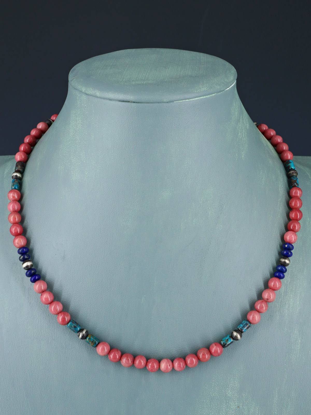 Navajo Pink Marble Beaded Single Strand Necklace - PuebloDirect.com