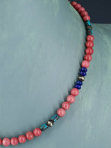 Navajo Pink Marble Beaded Single Strand Necklace - PuebloDirect.com