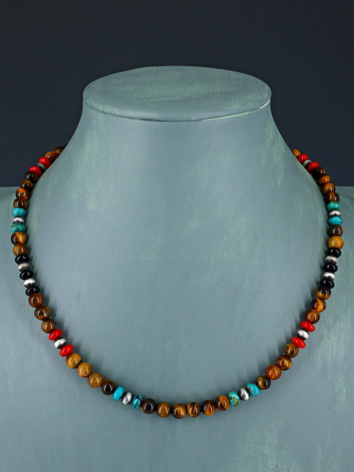 Navajo Tiger Eye Beaded Single Strand Necklace