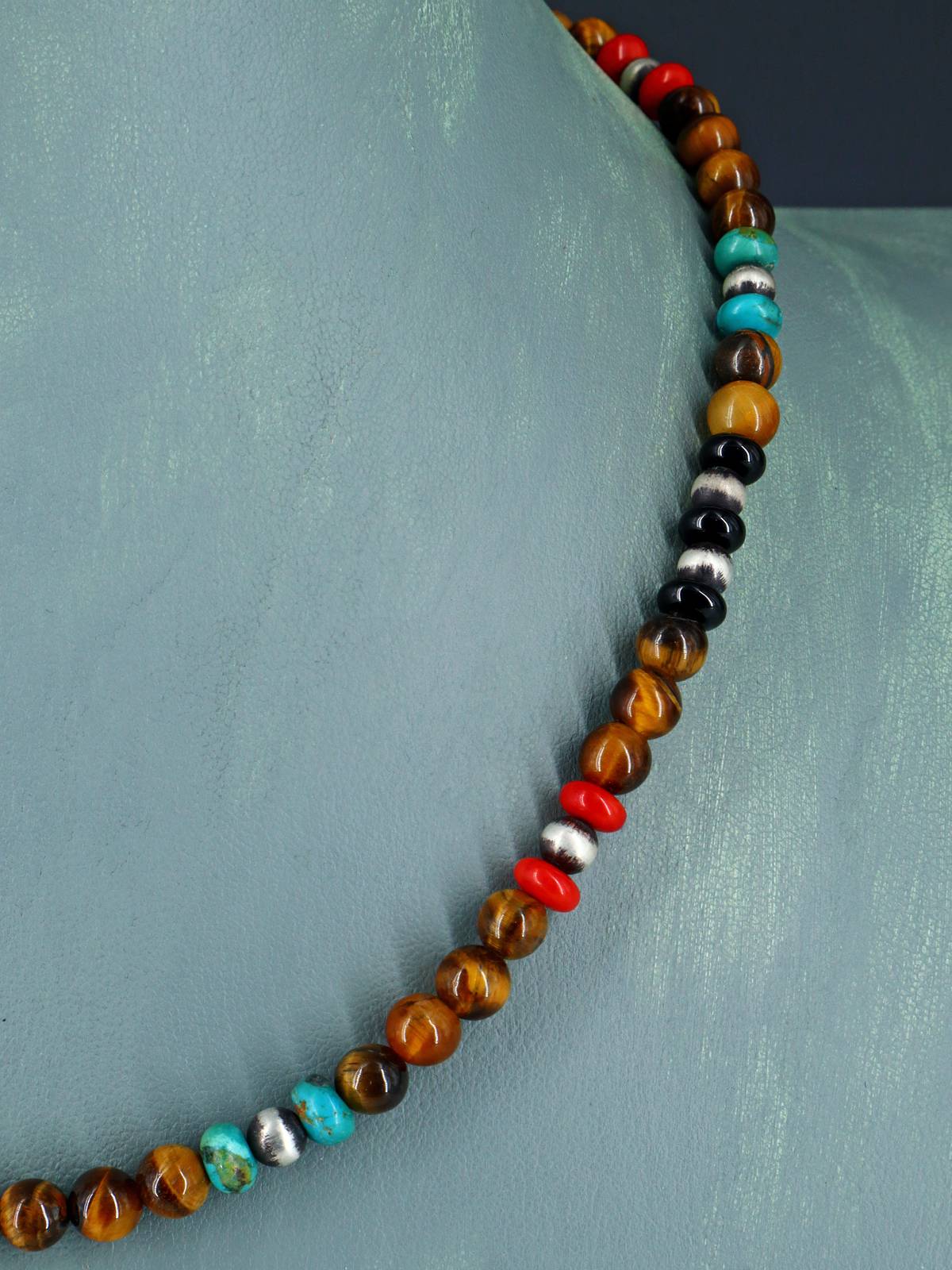 Navajo Tiger Eye Beaded Single Strand Necklace