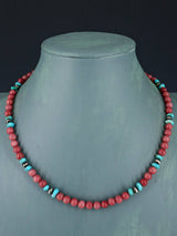 Navajo Pink Marble Beaded Single Strand Necklace - PuebloDirect.com