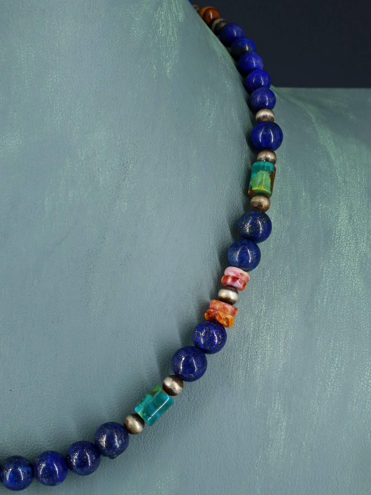 Navajo Lapis Beaded Single Strand Necklace - PuebloDirect.com