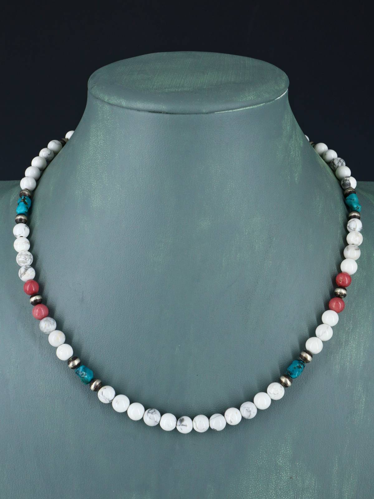Navajo White Marble Beaded Single Strand Necklace - PuebloDirect.com