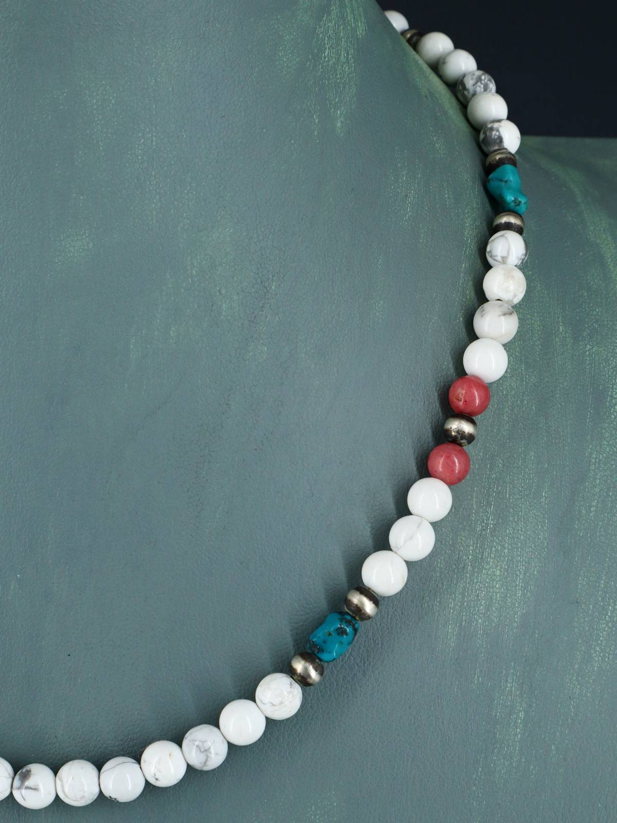 Navajo White Marble Beaded Single Strand Necklace - PuebloDirect.com