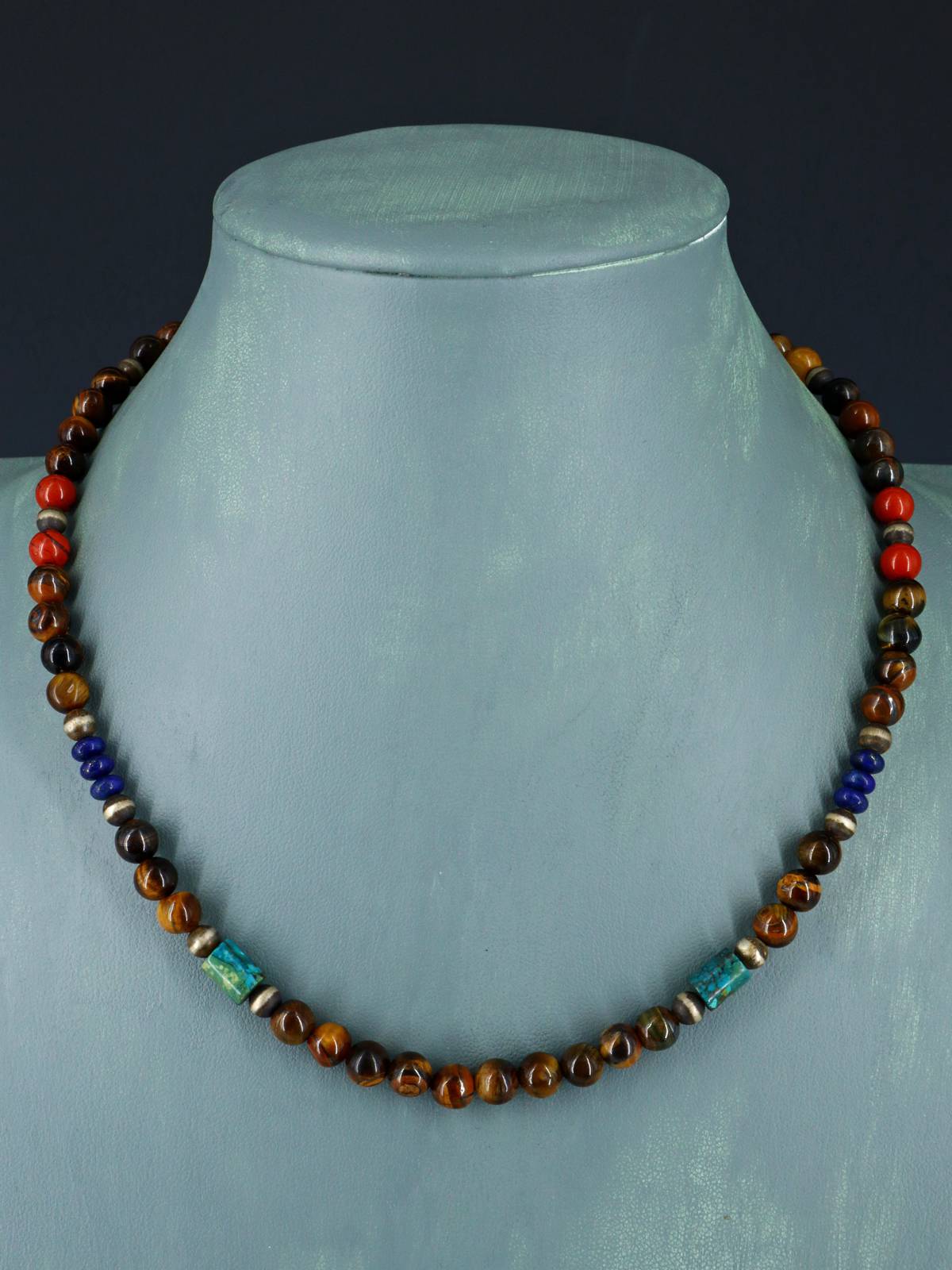 Navajo Tiger Eye Beaded Single Strand Necklace - PuebloDirect.com