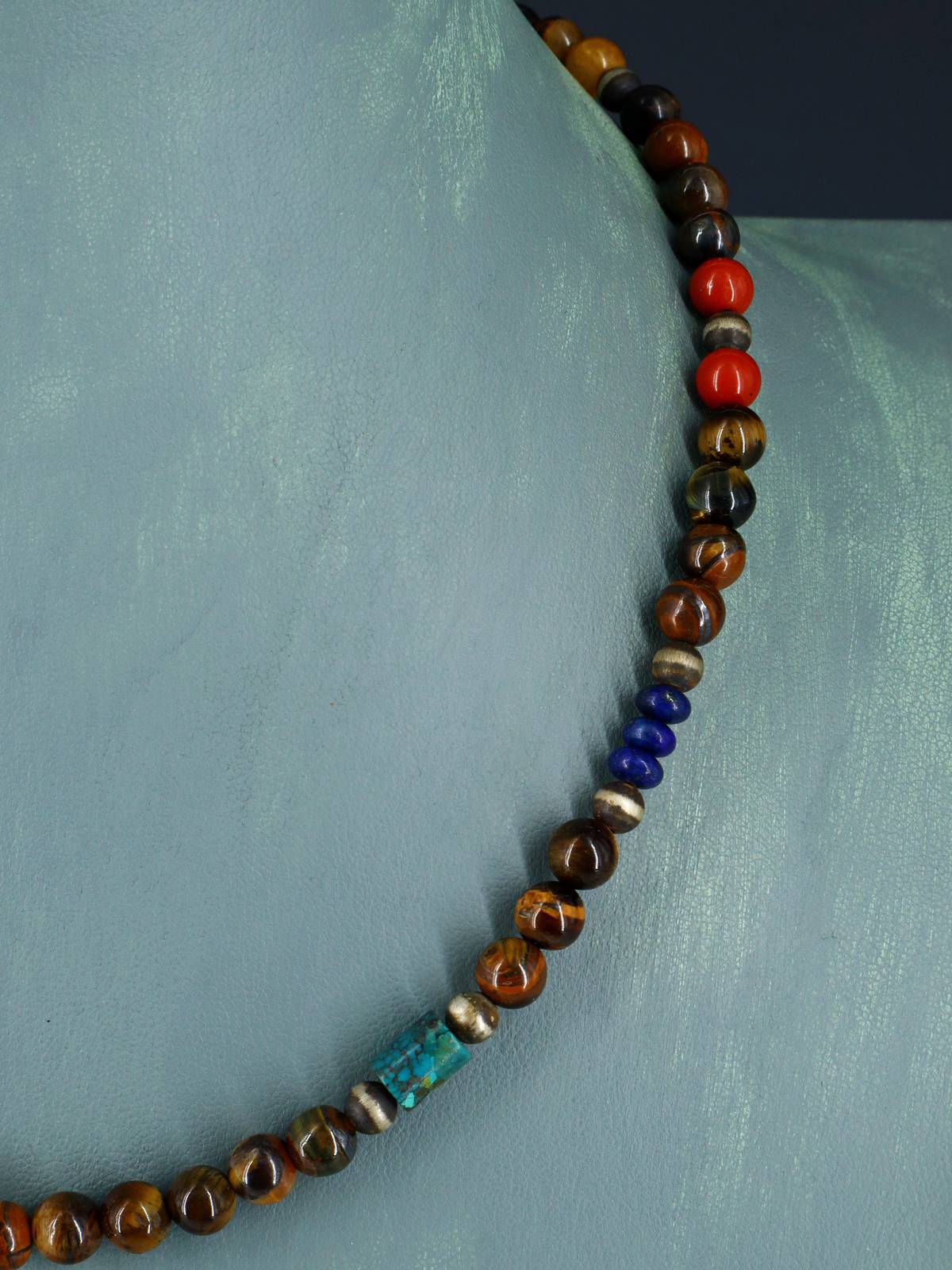 Navajo Tiger Eye Beaded Single Strand Necklace - PuebloDirect.com